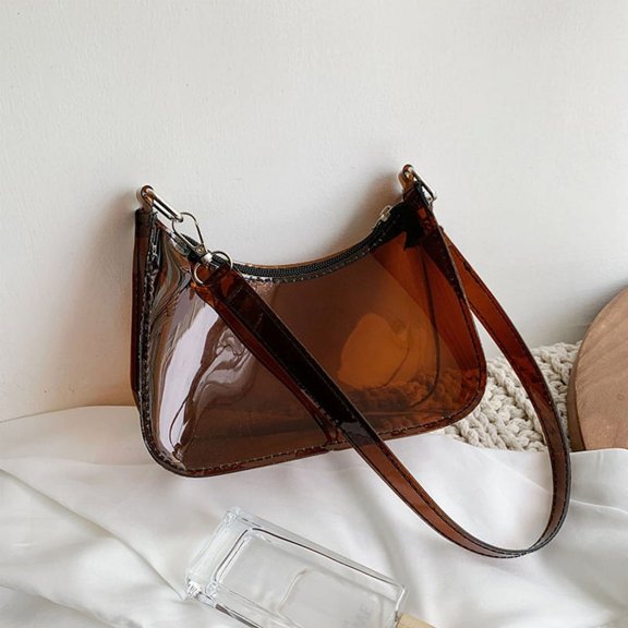 OOKWE Fashion Vintage Ladies Solid Color Clear Underarm Bag Casual Women Hobos Handbags Purse Cell Phone Shoulder Bag