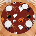 thumbnail image 2 of Halloween Party Supply Pumpkin Tablecloth Elastic - 52 Inch Round Fitted Cover for Kitchen Dining Decoration, 2 of 6