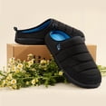 thumbnail image 7 of LongBay Mens Memory Foam Slip on Slippers - Two-Tone Indoor Outdoor House Shoes for Camping Garden, Non-Slip Rubber Sole, Comfortable Down Clogs, 7 of 7