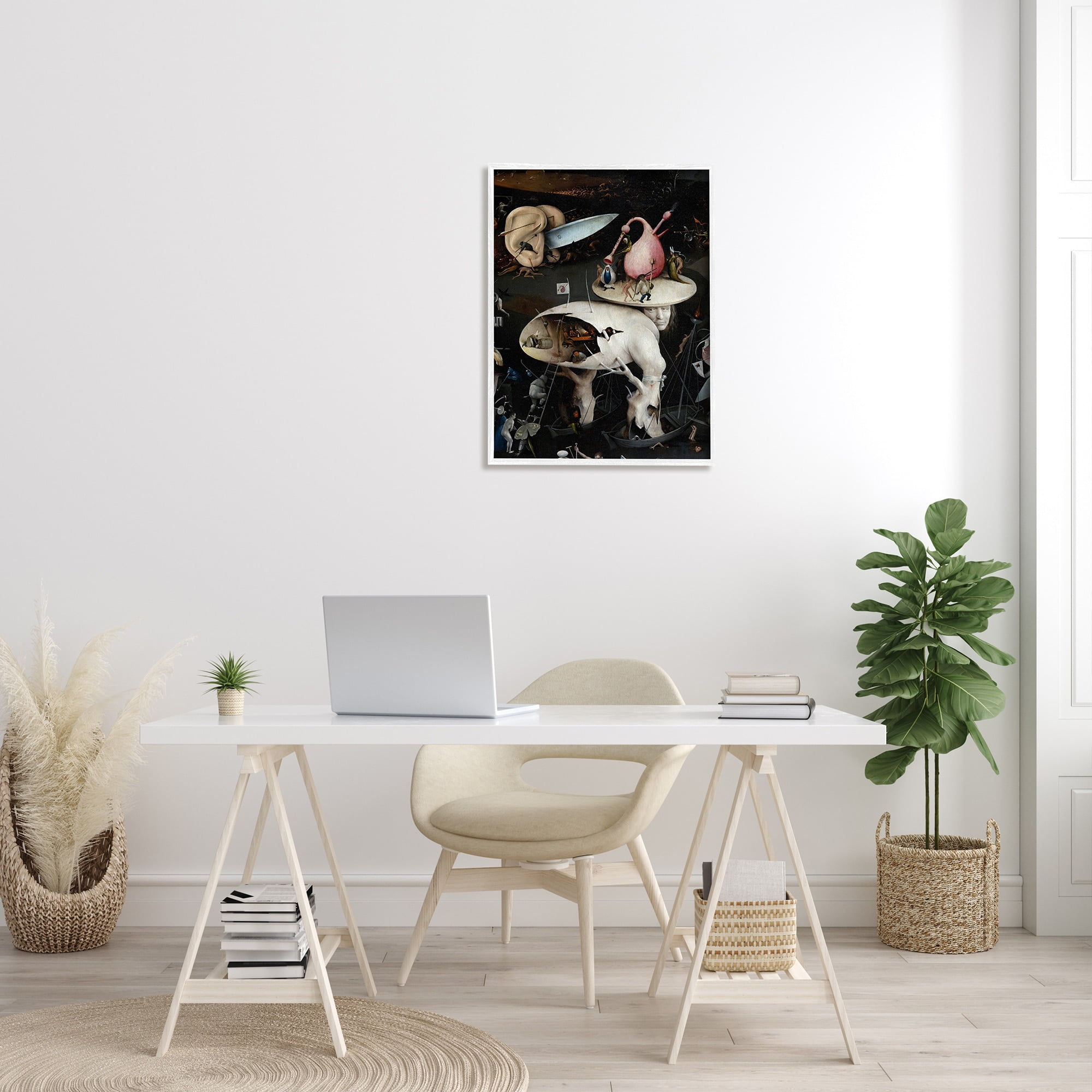 Stupell Industries Garden of Earthly Delights Right Panel Detail Hieronymus Bosch Painting Painting White Framed Art Print Wall Art, Design by one1000paintings
