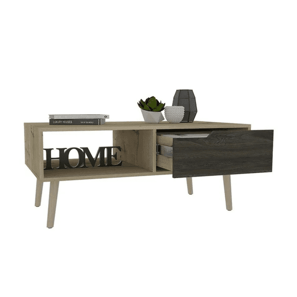 Mesa de Centro Moderna Excelsior para Sala con Cajón y Repisa Color Chocolate |Oslo