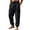 CBR67-Black, variant on Men'S Lightweight Cotton Linen Pants Casual Loose Fit Cargo Trousers With Side Pockets Drawstring Waist Beach Pants White L
