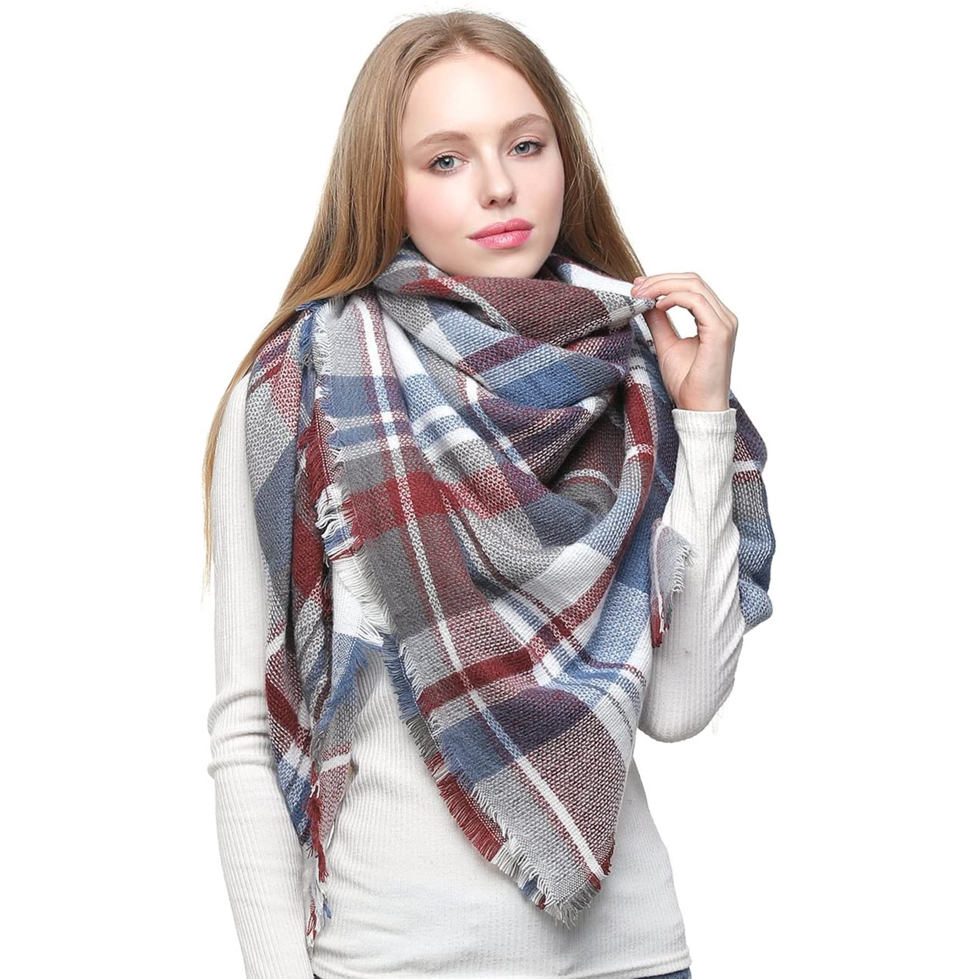 Foulard Carré Grand Modèle - écharpe Couverture Rose Et Gris Foncé - Pour Femme - Neuf Avec étiquettes