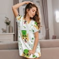 thumbnail image 3 of Haiem happy dog. St. Patricks Day Print Women’s Short-sleeved Nightdress – Comfortable and Loose-Fit Sleepwear, Soft Cotton Sleep Shirt for Relaxing, Casual Nightdress, 3 of 6