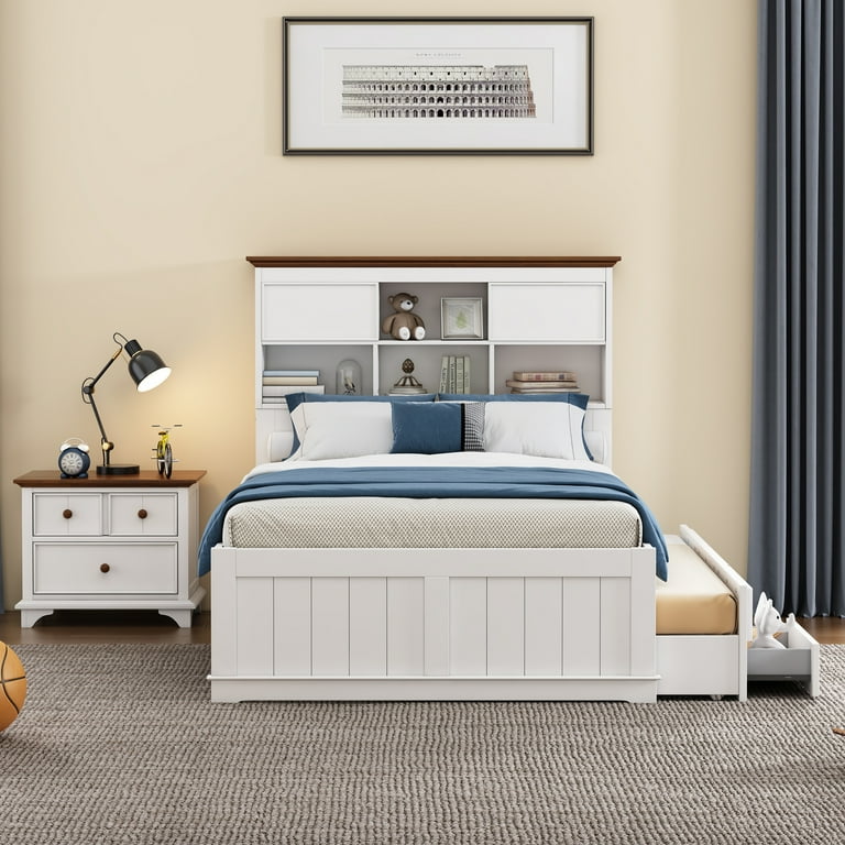 Royard Oaktree 2 Pieces Wooden Captain Bedroom Set Full Bed with