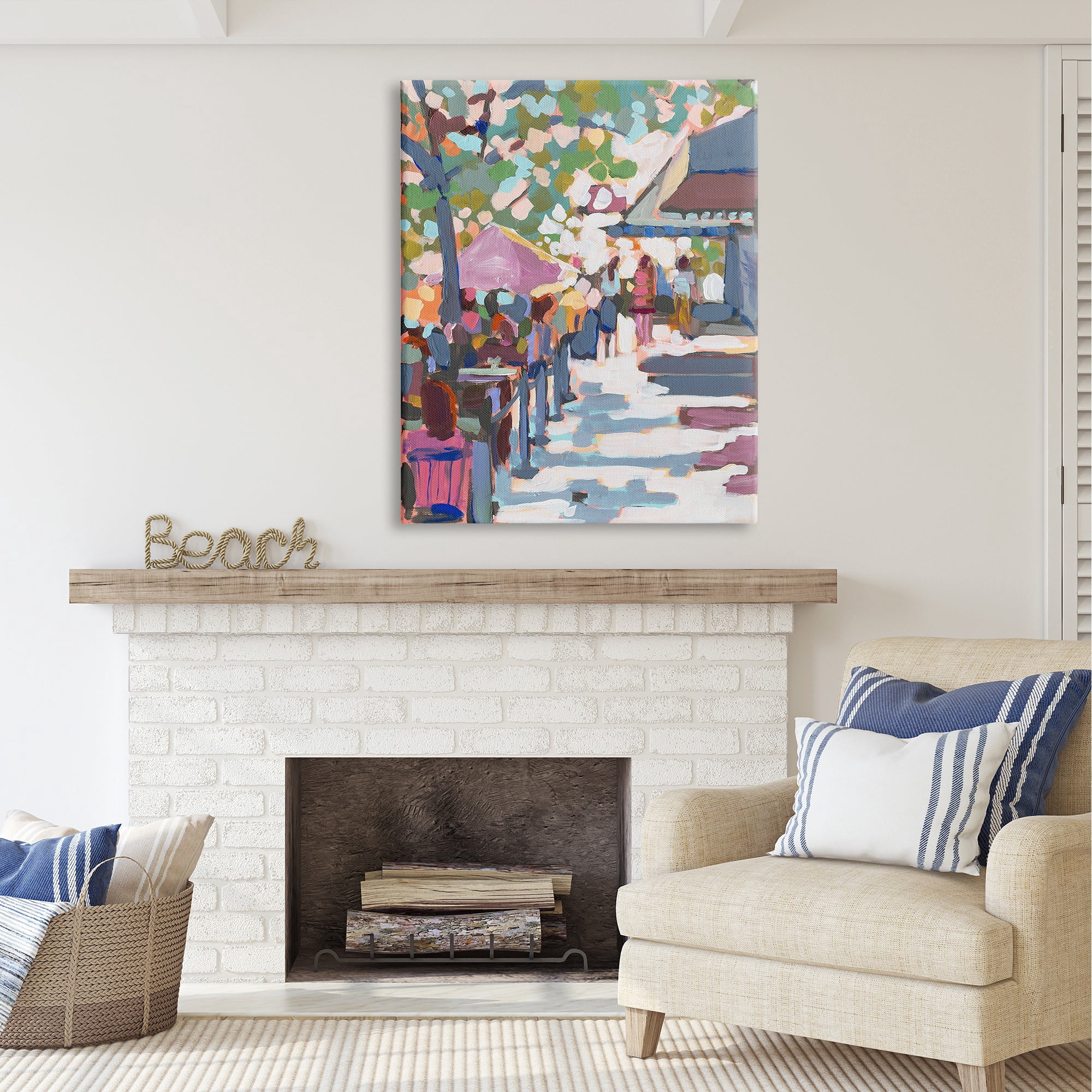 Stupell Industries Abstract City Market Abstract Painting Gallery Wrapped Canvas Art Print Wall Art, 36 x 48