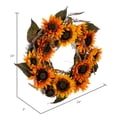 thumbnail image 2 of Vickerman 24" Artificial Yellow Sunflower Wreath with Green Fern Foliage., 2 of 4