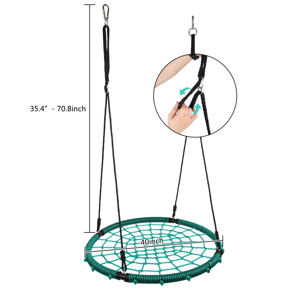 40" Tree Swing Set, Round Swing with Adjustable Ropes, Hanging Net Swing for Kids 40" Tree Swing Set, Round Swing with Adjustable Ropes, Hanging Net Swing for Kids