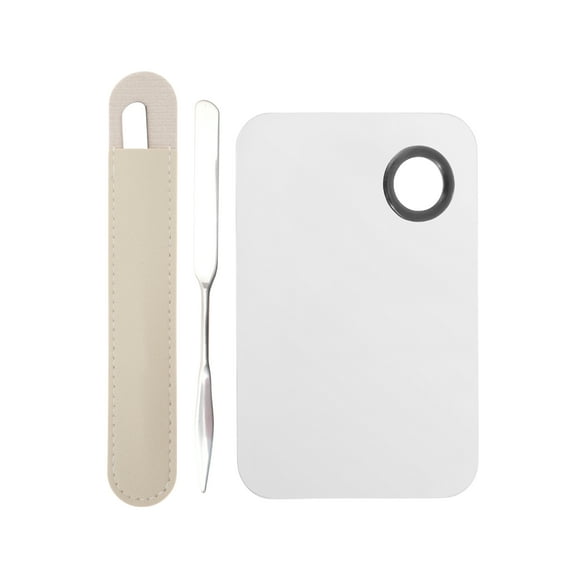 Unique Bargains 1 Set Portable Long Double Head Short Handle Foundation Spatula Silver Tone