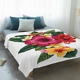 thumbnail image 4 of Pink Red Yellow Hibiscus Blanket Soft Cozy Warm Throw Blanket for Couch, Plush Fuzzy Flannel Fleece Blankets for Sofa, Farmhouse Tropical Floral Bed Blankets Lightweight Gifts for Women, 40"x50", 4 of 9