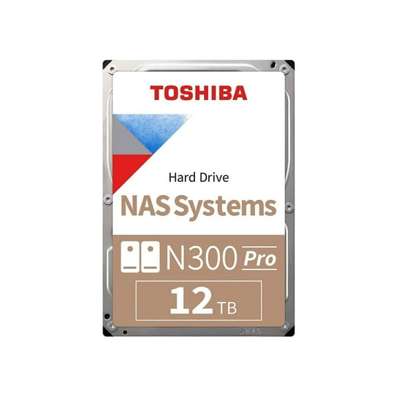 Toshiba N300 Pro 12TB NAS 3.5-Inch Internal Hard Drive - CMR SATA 6 Gb/s 7200 RPM 512 MB Cache - HDWG51CUZSVB