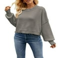 thumbnail image 1 of Pull en Maille à Manches Longues Col Rond Pull-Over Solide et en Vrac Pull Chaud, 1 of 3