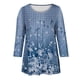 thumbnail image 4 of ICHUANYI Clearance Women Casual Print Loose Three Quarter Sleeve Round-Neck Tops(Blue, S) ICHUANYI WER2023080904813, 4 of 5