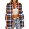 thumbnail image 5 of Uootdi Plaid Long Sleeve Shirts for Women Collared Button Down Dressy Rolled Up Blouse Business Casual Work Tops Gift, 5 of 7