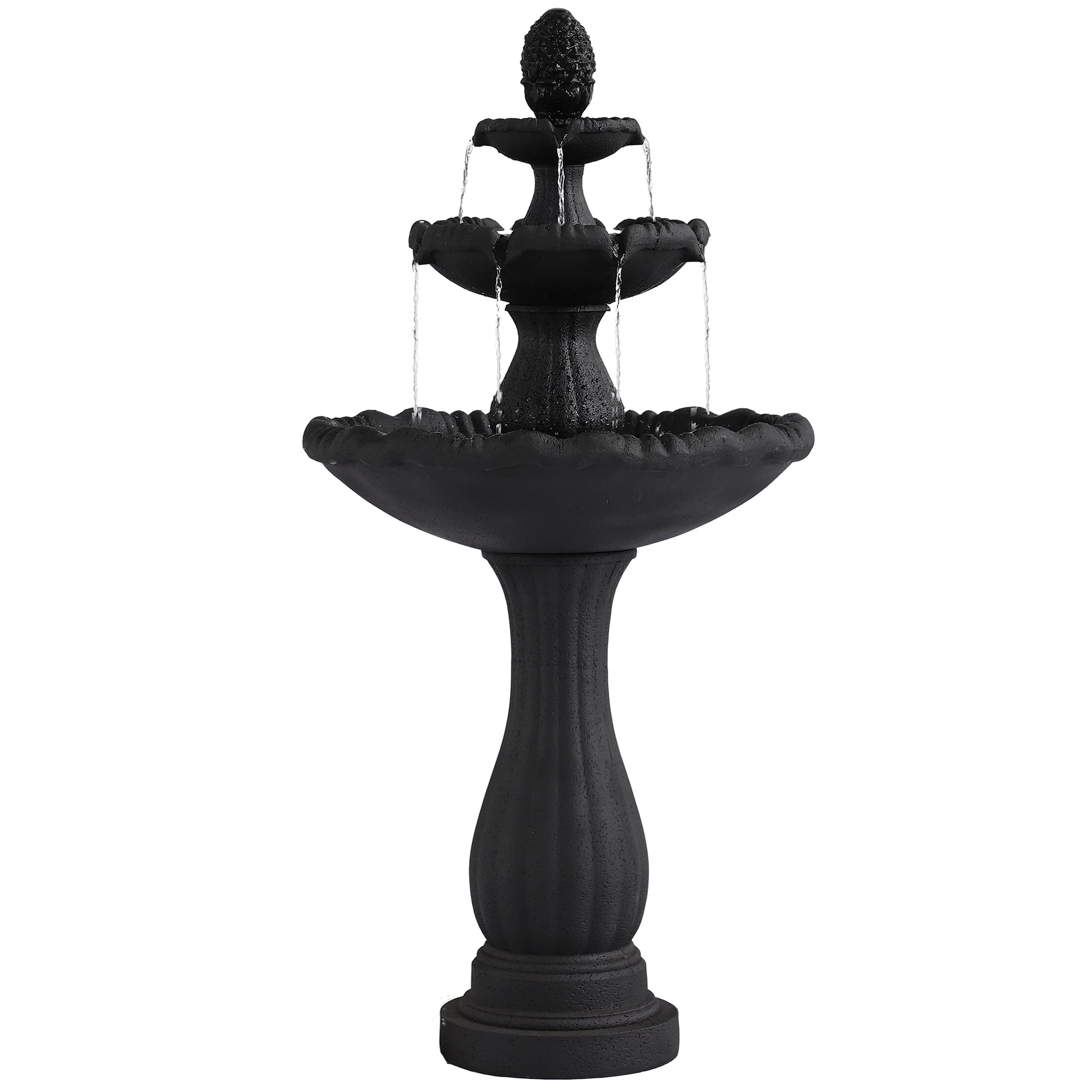 Magic Union Garden Water Fountain Outdoor, 47.3" High Large Roman Italian Indoor Waterfalls, 3-Tier Standing Water Feature Fountains w/Pump & Pineapple Top for Outside Patio, Yard and Lawn