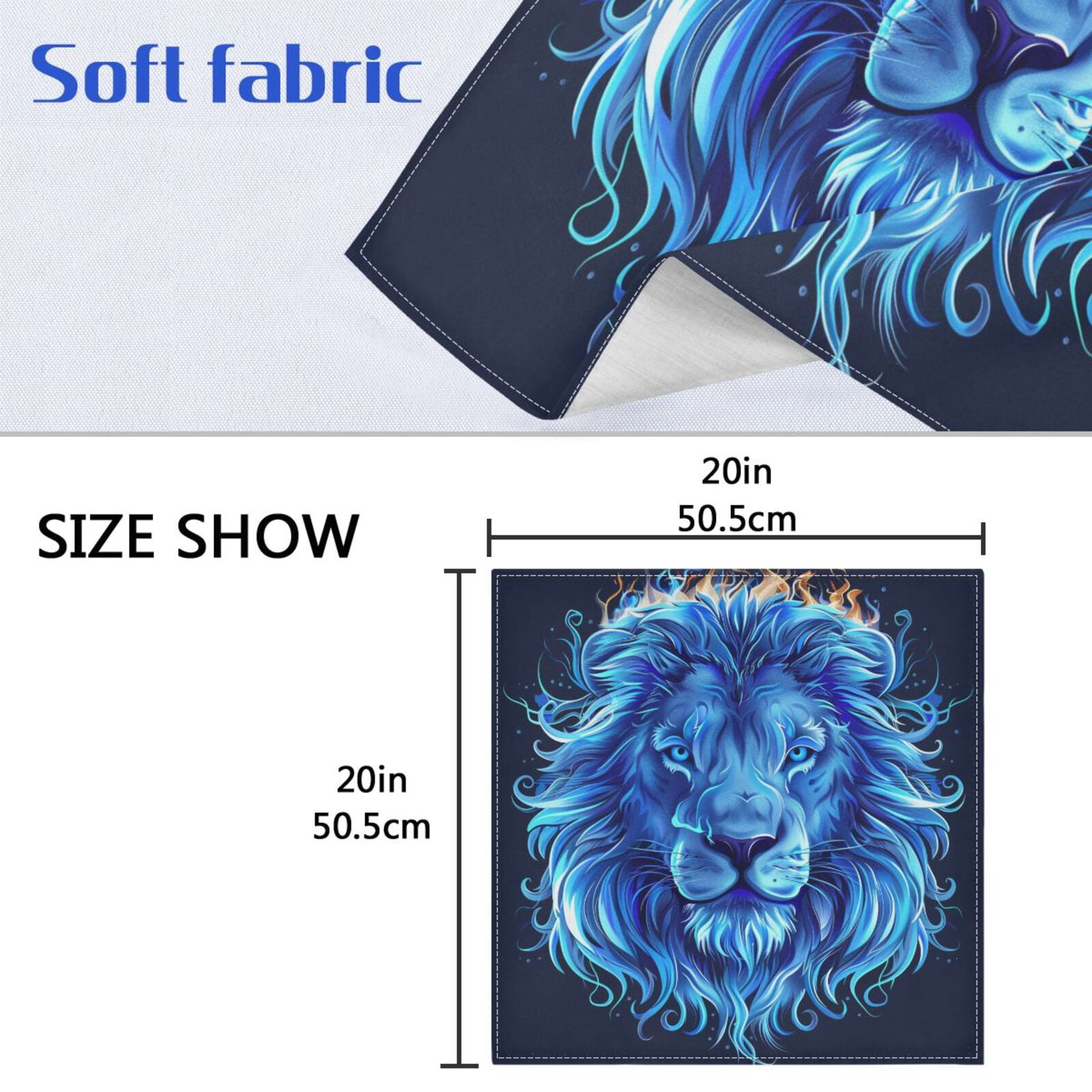 JSTEL Ice Lion Portrait Cloth Napkins Set of 6, 20x20 Inch Washable and Reusable Napkin for Decoupage Dinner Party Everyday Use