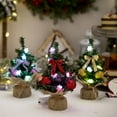 thumbnail image 2 of Pre-lit Christmas Tree 7.9 Inch Tabletop Christmas Trees Miniature Pine Christmas Tree with Linen Base for Christmas Decorations, Home, Kitchen, 2 of 8