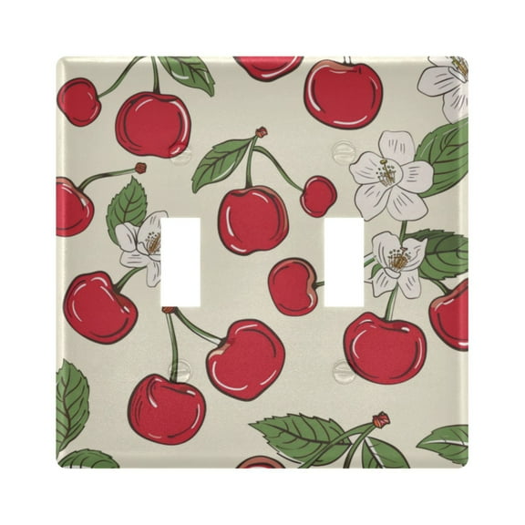 2 Gangs Switch Plate 4.56" × 4.48" Light Switch Cover Plate Wall Plate Easy to Clean Switch Plates Cover Cherry with Flowers