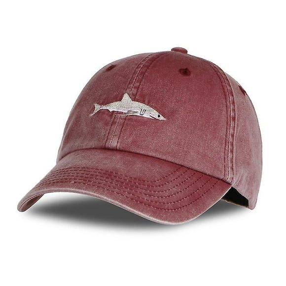 Dww-casquette De Baseball Brode De Requin Dlav (rouge Vin), Chapeau De Soleil De Sport Classique De Style Polo, Casquette De Baseball Rglable De Coule