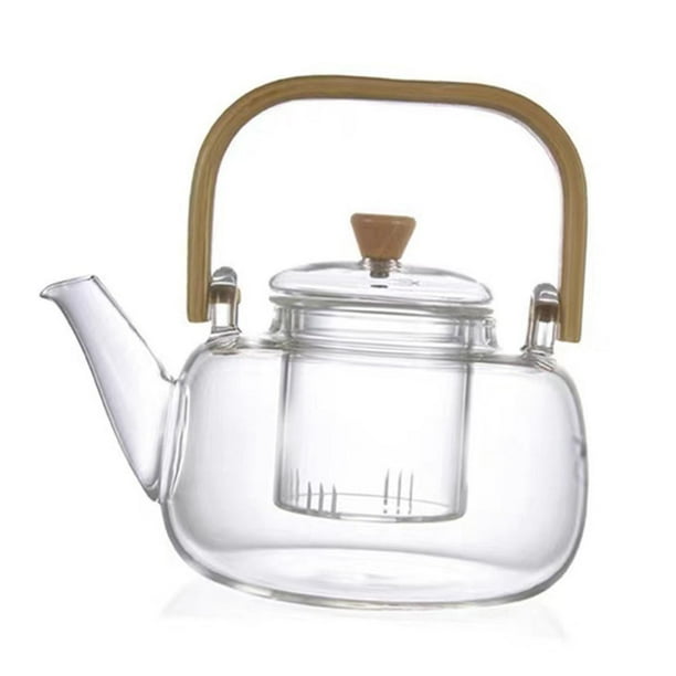 Veasfak Glass Teapot Kettle Stoves Boiled Tea With Removable Strainer For Home Hotel Clear 13.5cmx16.5cm