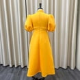 thumbnail image 5 of AURA Plus Size Women Summer Bow High Waist Banquet Dress Elegant Solid Color Lantern Sleeve Midi Dress, 5 of 8