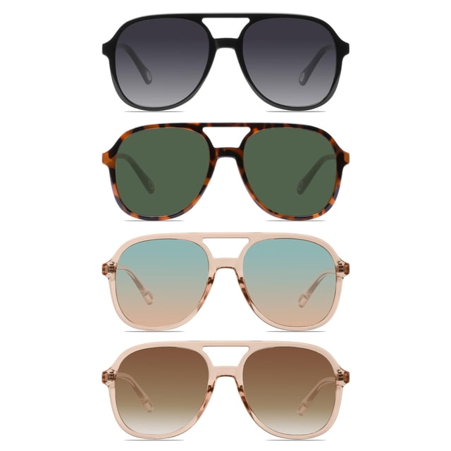 YDAOWKN Gafas de sol de aviador cuadradas retro para mujer y hombre, gafas de sol vintage de los años 70 con doble puente