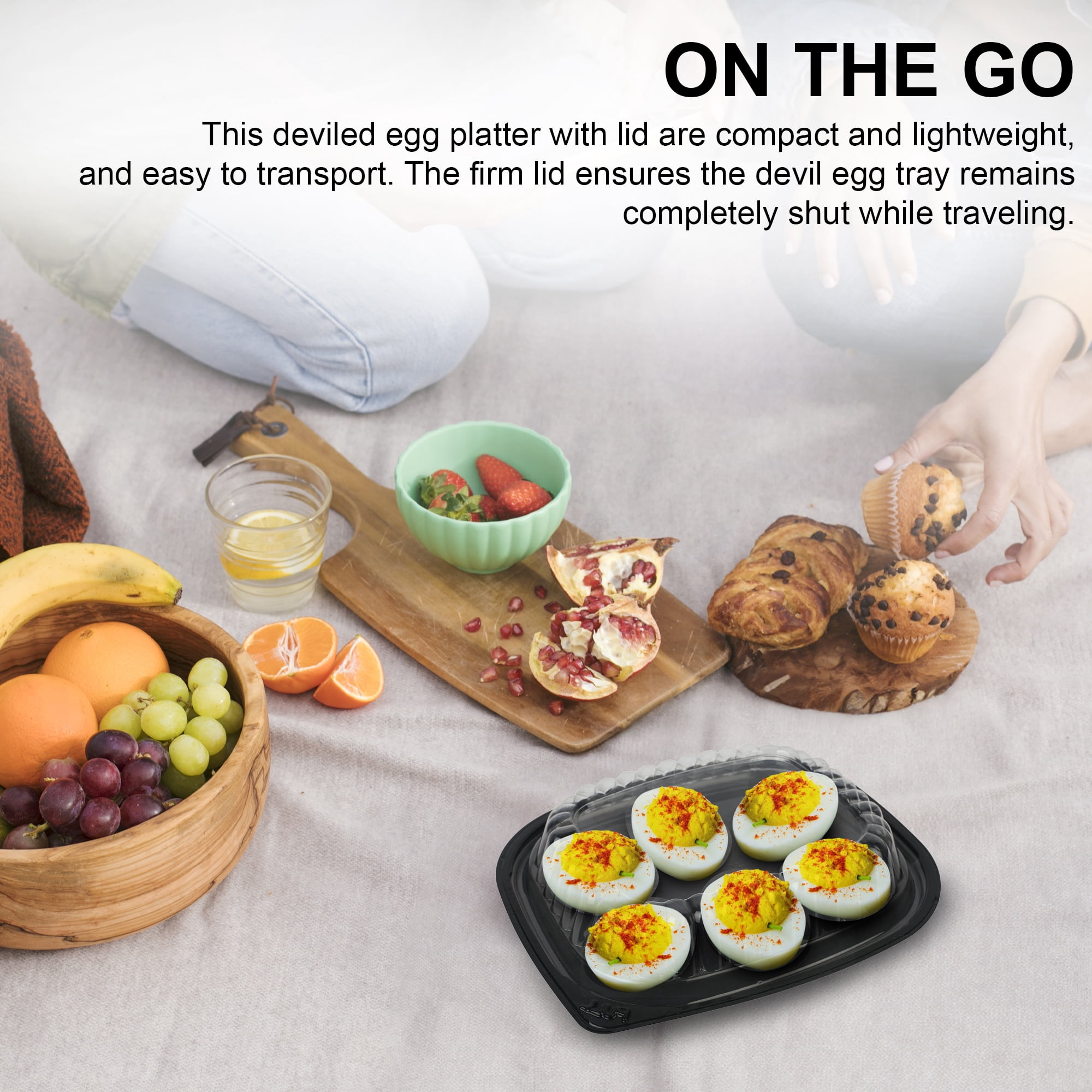MT Products Plastic Deviled Egg Tray with Lid for 6 Eggs - Pack of 408