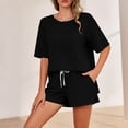 thumbnail image 3 of QSAWXQZ Women's Lounge Shorts Set Oversized Short Sleeve Crew Neck Loose T Shirt Drawstring Elastic Waist Bottoms with Pockets Soft Breathable Athletic Leisure Workout Outfit XL, 3 of 6