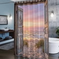 thumbnail image 3 of Sunset Beach Shower Curtains for Bathroom, Ocean Wooden Doors Coastal Landscape Washable Fabric Shower Curtain with Hooks Waterproof Bathroom Decor Sets, 60 x 72 Inches, 3 of 9