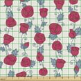 thumbnail image 2 of Floral Upholstery Fabric by the Yard, Rose Bloom Branches Flourishing Retro Romantic Motif on Champagne Backdrop, Decorative Fabric for DIY and Home Accents, Dark Coral Blue Grey by Ambesonne, 2 of 5
