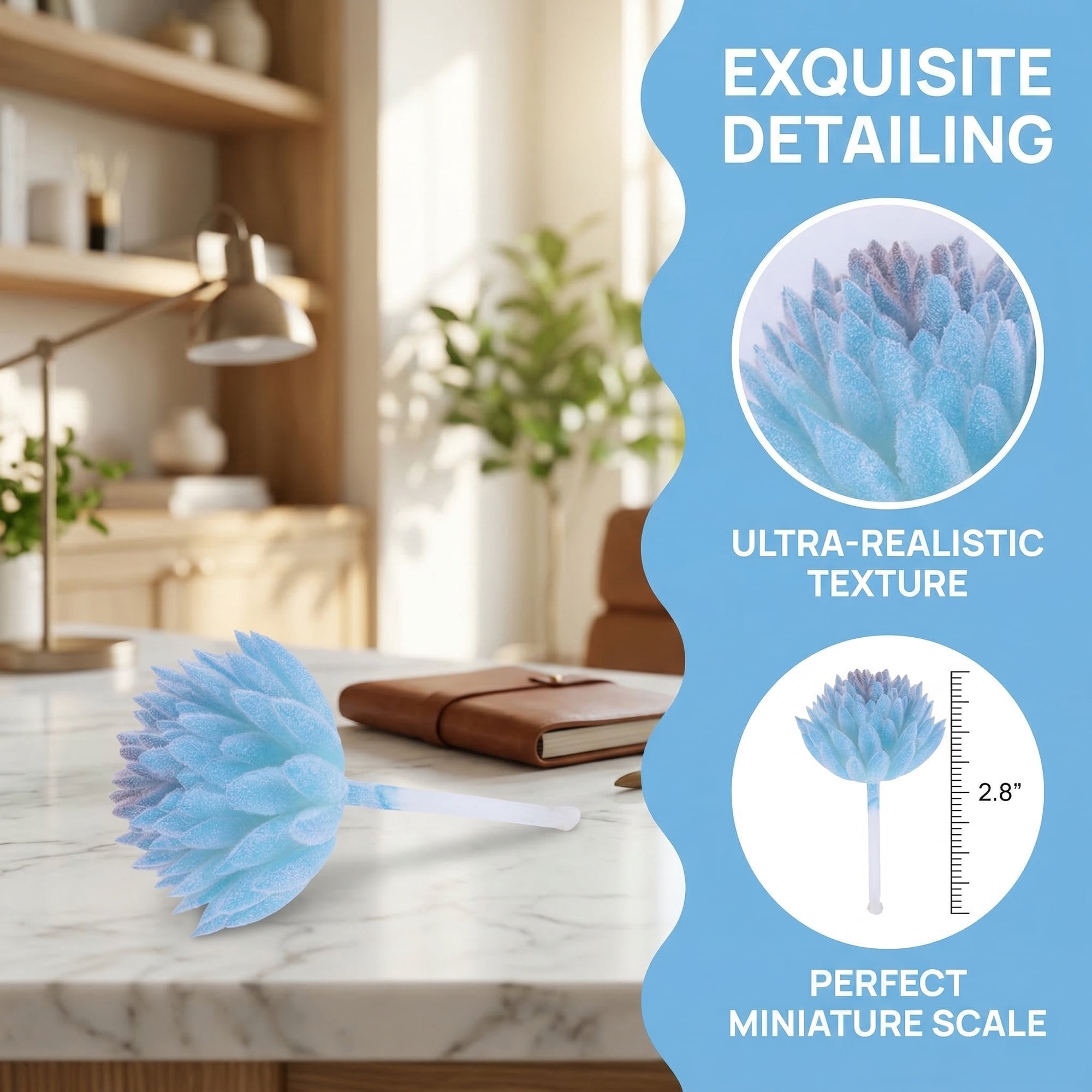 Unique Bargains 10Pcs Flocked Artificial Succulents 2.8" Blue Purple