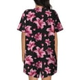 thumbnail image 6 of Fuzoiu Lilies Flowers Print Women's Short-Sleeved Pajama Set,Lounge Sleepwear Set,Womens Pajama Sets 2 Piece,Button-Up Top and Shorts with Pockets-3X-Large, 6 of 7