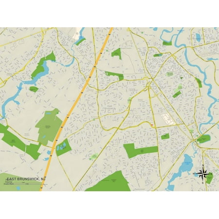 Political Map of East Brunswick, NJ Print Wall Art