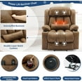 thumbnail image 7 of Large Dual Motor Lay Flat Power Lift Recliner Chair with Extended Footrest, Heat Massage, Oversized Electric Recliner for Big Tall Elderly, Lumbar Pillow, USB & Type-C Ports, Brown, 7 of 7