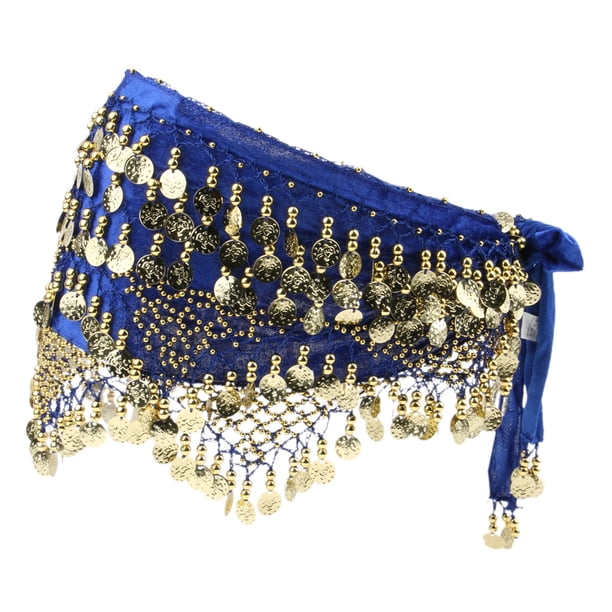 Guardurnaity Women's Belly Dance Hip Scarf Hip Gold Coins Waist With Skirt Chain Prendas para la parte inferior del cuerpo Azul