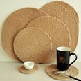 thumbnail image 6 of Straw Round Woven Placemats for Dining Table, Rattan Table Mats, Natural Straw Mat Braided, Weave Placemats Handmade, 11.8" x 15.7", Set of 2, 6 of 7