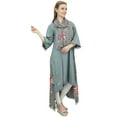 thumbnail image 2 of Bimba Rayon Gray High Low Designer Indian Kurta Casual Wear Kurti With Scarf - 14, 2 of 3