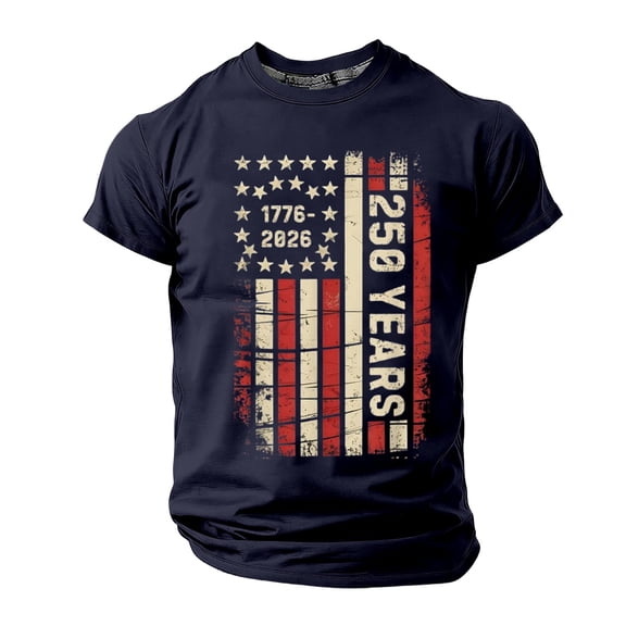WAYUTE Mens 250th Anniversary USA Shirt National Flag Colors Graphic Crewneck Tee Casual Outdoor Activities Daily Wear Independence Day T-Shirts