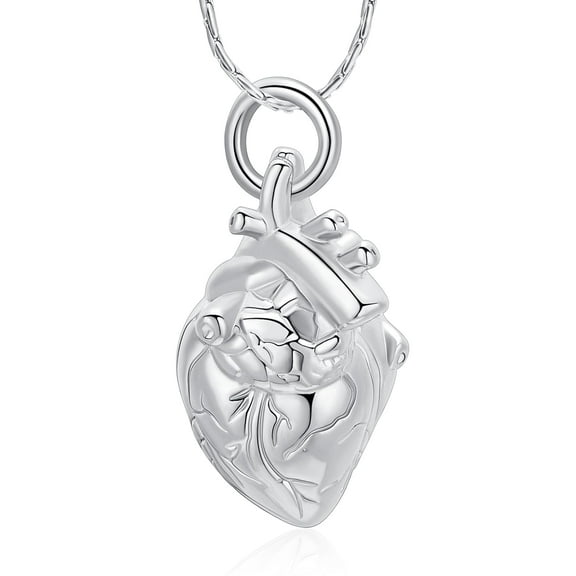Cremation Jewelry 3D Anatomical Heart Urn Necklace for Ashes Stainless Steel Cremation Necklace Memorial Human Ashes Keepsake Pendant for Women Men