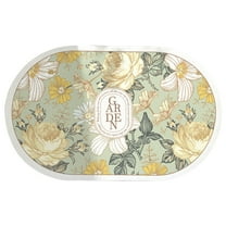 PureCasa Floral Non-Slip Bath Mat for Bathroom Toilet, Household Water Absorbing Floor Mats for Entrance Bedroom, Flower Pattern Home Decor Rubber Quick Dry Door Mat, 16"x24", 1 Pack, C, Oval