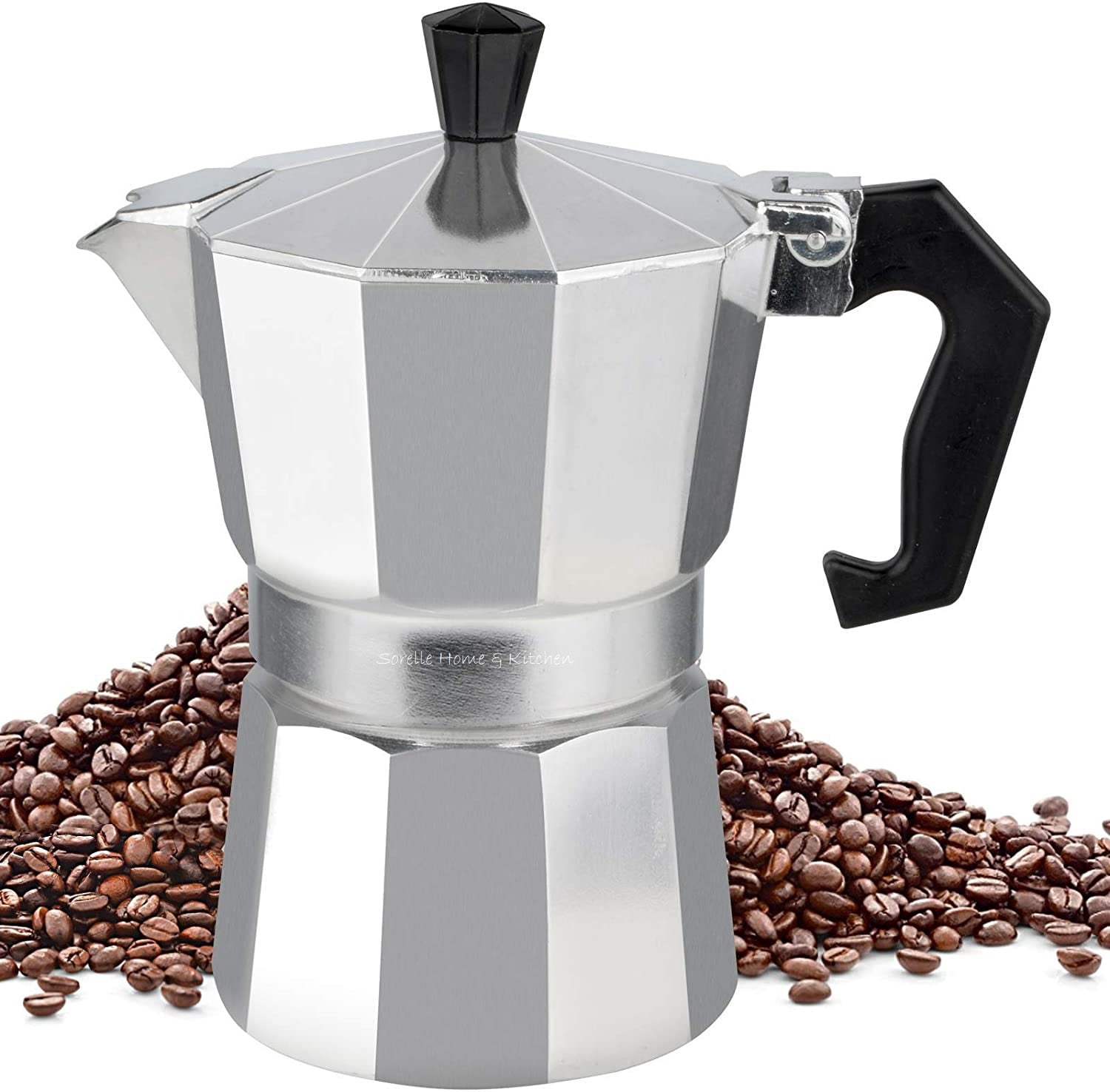 Sorelle Home & Kitchen | Stovetop Espresso and Coffee Maker | Moka Pot for Classic Italian and Cuban Caf Brewing | Cafetera (6 Cup) 