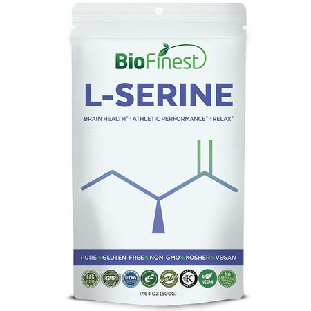 Biofinest L-Serine Powder 2000mg - Pure Gluten-Free Non-GMO Kosher Vegan Friendly - Supplement for Brain Health, Athletic Performance, Energy, Focus