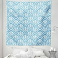 thumbnail image 1 of Damask Tapestry, Natural Pattern in Blue and White Organic Garden Foliage Old Revival Leaves, Fabric Wall Hanging Decor for Bedroom Living Room Dorm, 5 Sizes, Sky Blue White, by Ambesonne, 1 of 1
