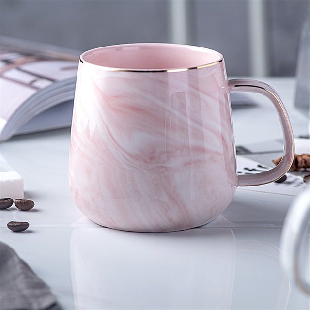 Taza de cerámica con patrón de mármol de lujo chapada en oro con asa tazas mañana leche café té taza rosa gris pareja regalo hogar 1 Uds Xemadio 2030166-2