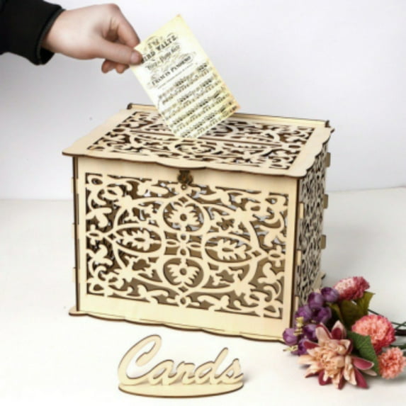 DIY Rustic Wedding Reception Hollow Money Box Wedding Gift Card Post Holder Bridal Shower Party Decoration