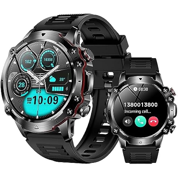wonima11 Military Smart Watch for Men 1.52" HD Screen Outdoor Rugged Tactical Smartwatch Waterproof Fitness Watch with(Answer/Dial Calls) Heart Rate,Sleep Monitor for Android iOS Phones