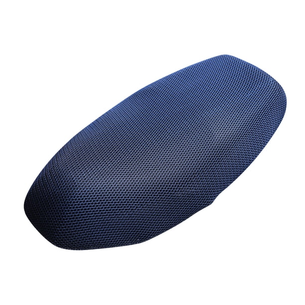 Funda de asiento para motocicleta, impermeable, con protección solar, con pequeños agujeros, para evitar el sol, elástica, aislante térmico, talla L (azul)