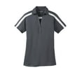 thumbnail image 5 of Port Authority Ladies Silk Touch Performance Colorblock Stripe Polo-4XL (Steel Grey/ White), 5 of 6