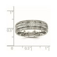 thumbnail image 6 of Chisel Stainless Steel Polished and Textured 7mm Grooved Band, 6 of 7