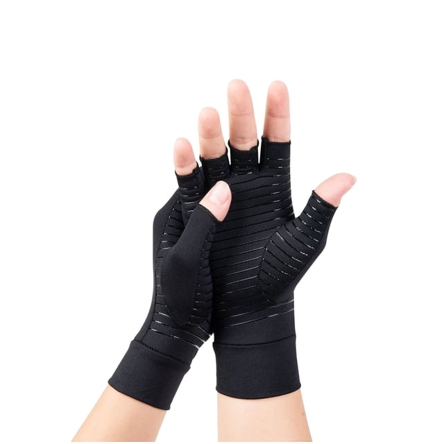 Compression Arthritis Gloves Half Finger Relief Copper Ion Fiber Pressure Protective Gloves Joint Rehabilitation Care Training